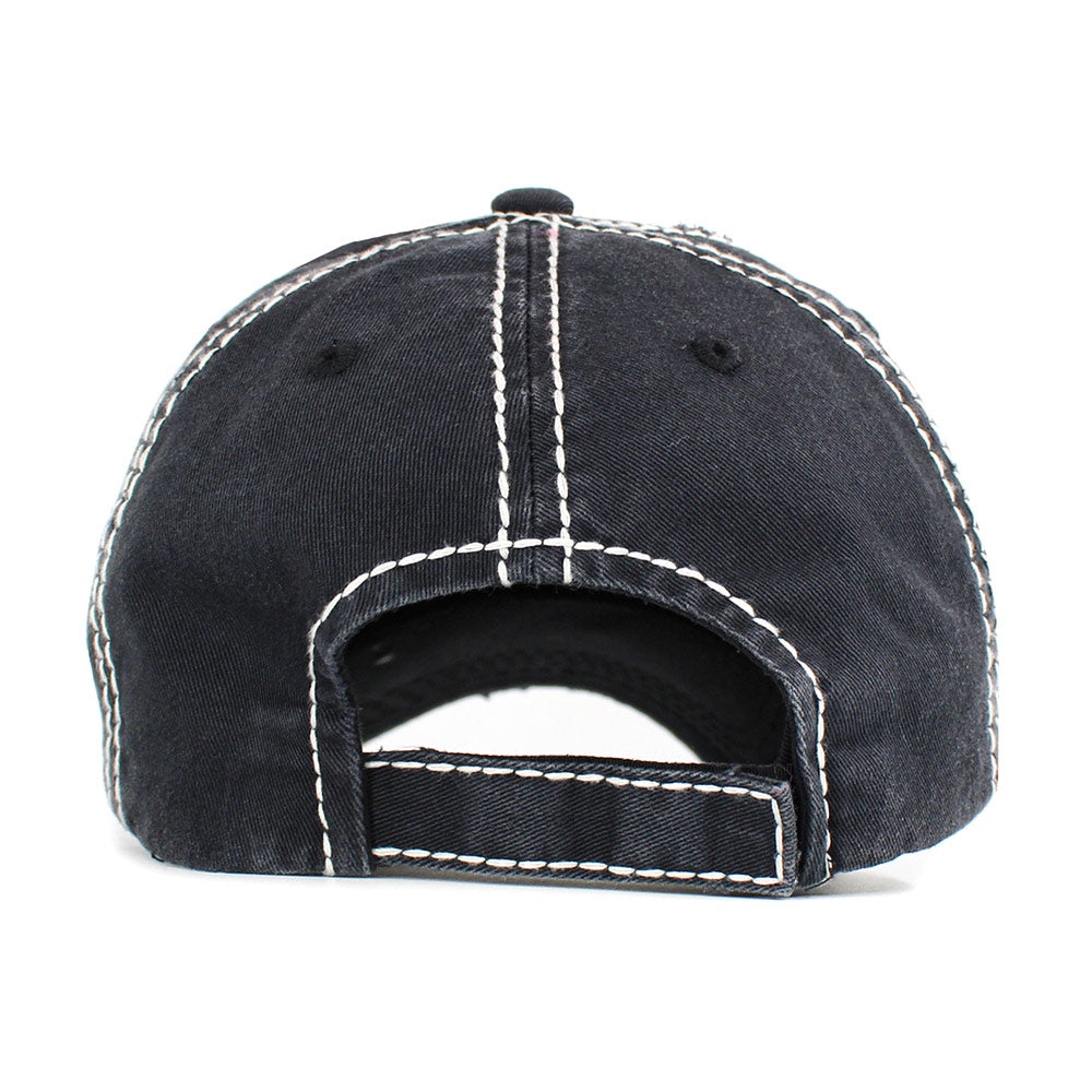 HATEGORY Pink Ribbon WARRIOR Embroidered Accented Vintage Baseball Cap