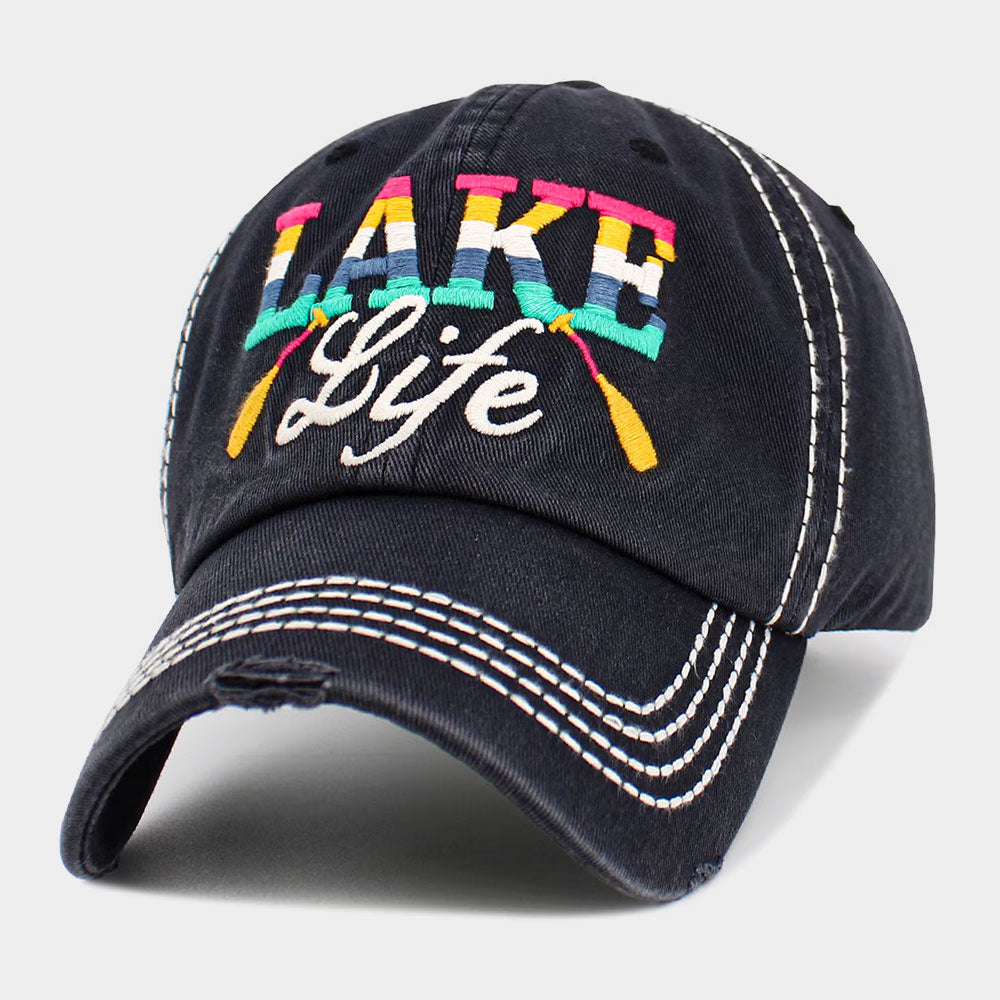 HATEGORY LAKE Life Message Vintage Baseball Cap