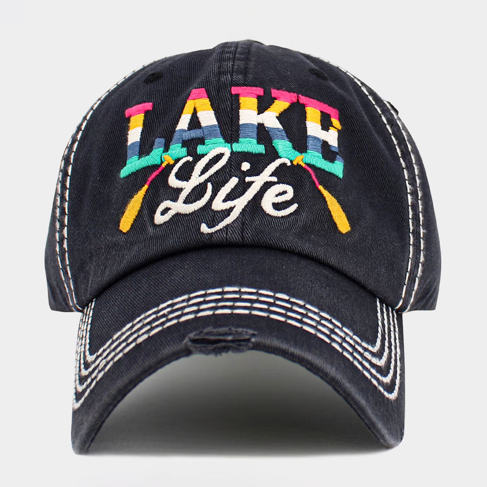 HATEGORY LAKE Life Message Vintage Baseball Cap