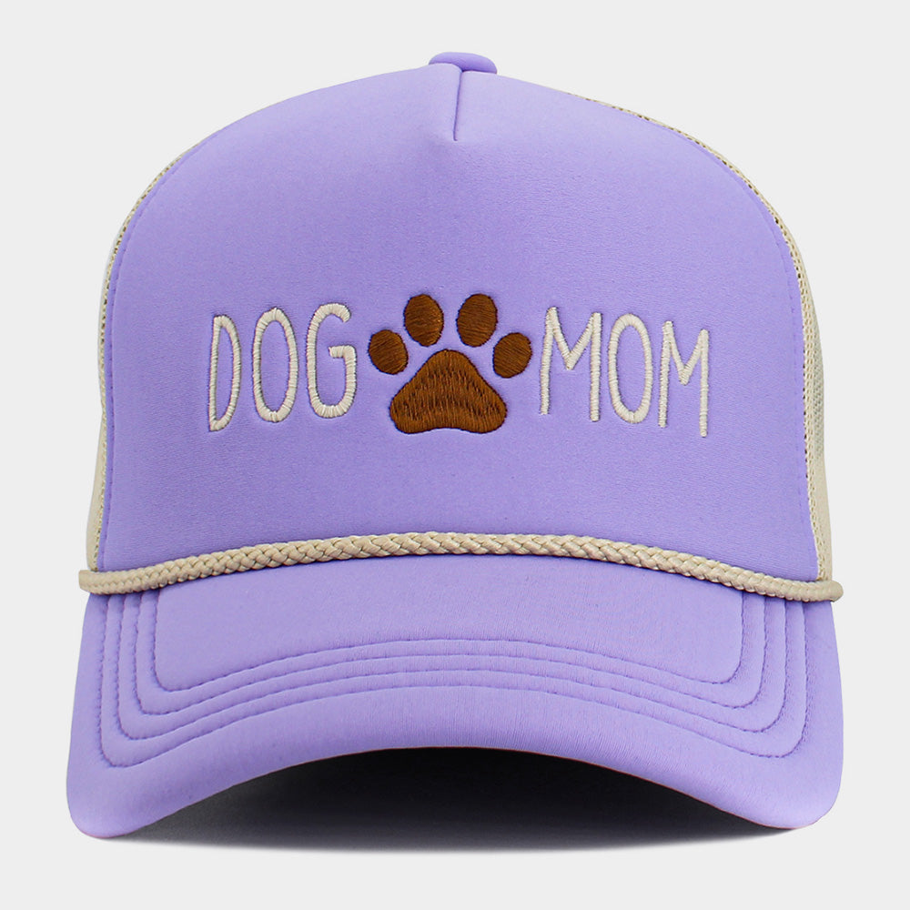 HATEGORY DOG MOM Message Paw Embroidered Mesh Back Trucker Hat