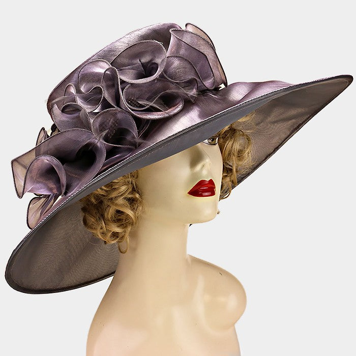 HATEGORY Wide Brim Organza Derby Hat