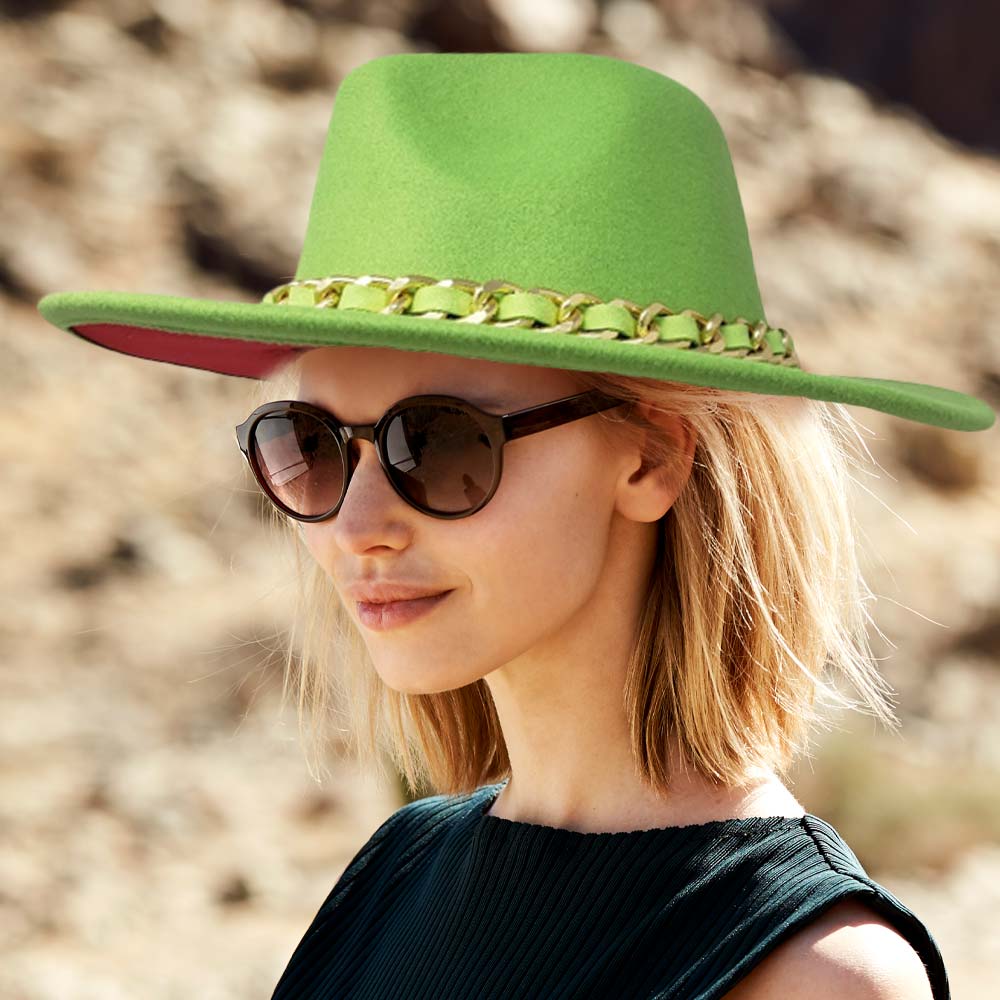 HATEGORY Chain Band Solid Panama Hat