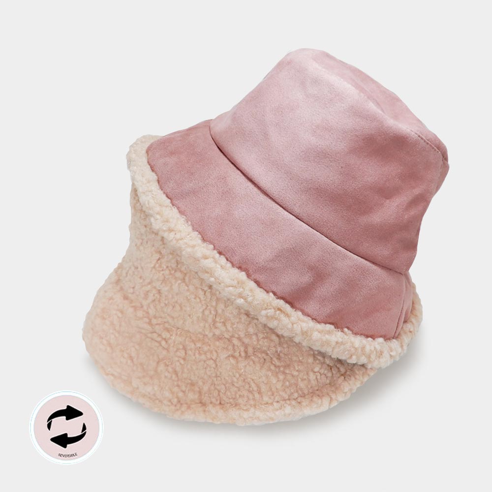 HATEGORY Reversible Faux Fur Sherpa Bucket Hat