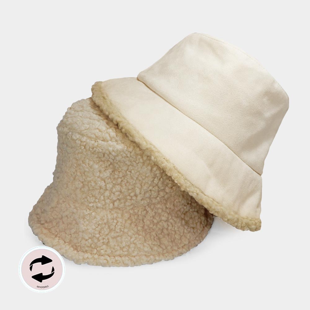 HATEGORY Reversible Faux Fur Sherpa Bucket Hat