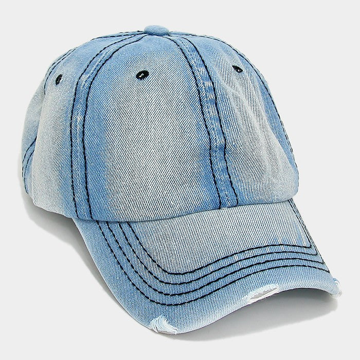 HATEGORY DISTRESSED RETRO DENIM CAP HAT