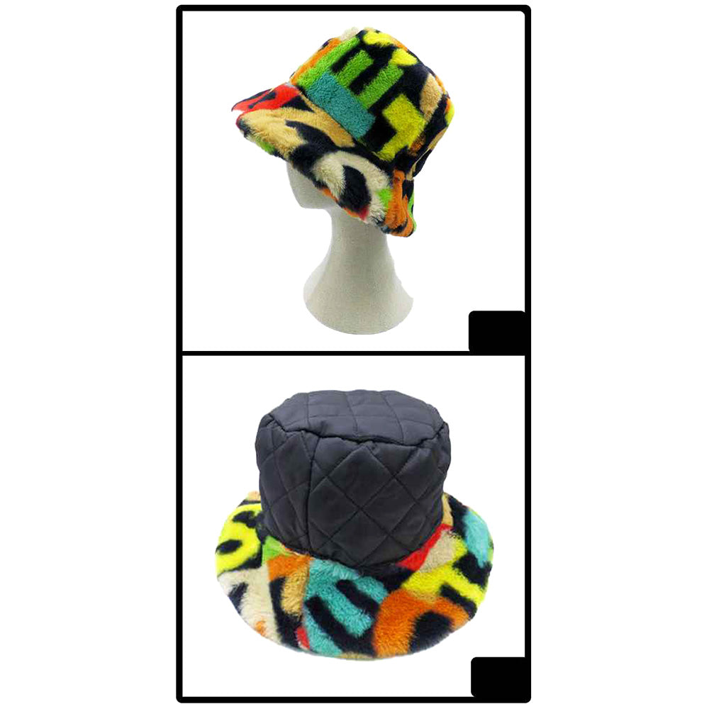 HATEGORY Reversible Colorful Soft Faux Fur Bucket Hat