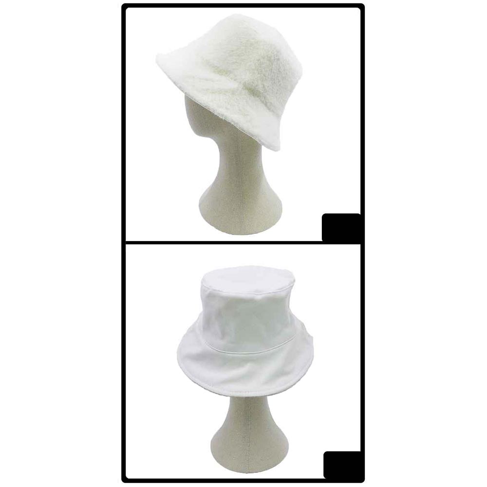 HATEGORY Reversible Solid Soft Faux Fur Bucket Hat