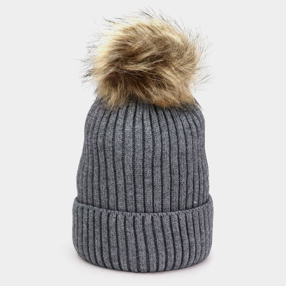 HATEGORY Soft Knit Faux Pom Pom Beanie Hat