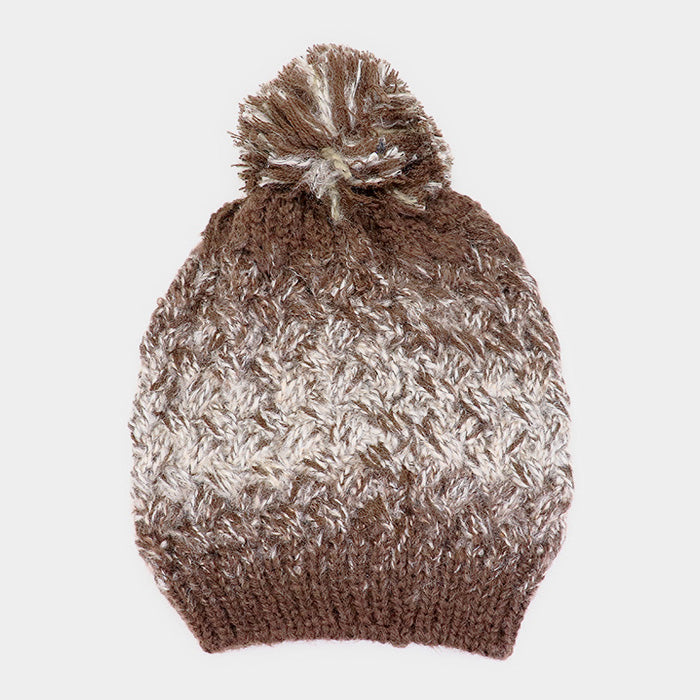 HATEGORY Cable knit Pom Pom Beanie Hat