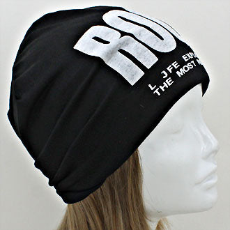 HATEGORY Rock Black Cotton Winter Beanie