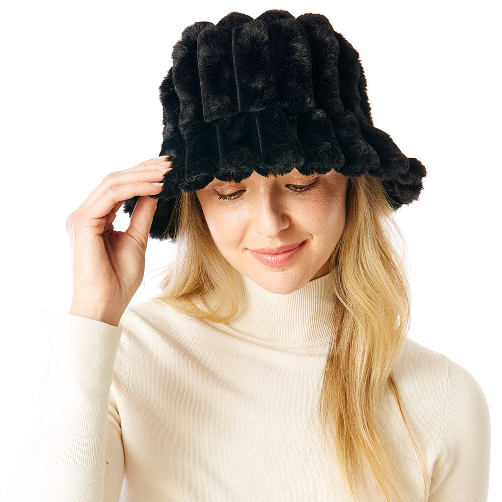 HATEGORY Soft Faux Fur Bucket Hat