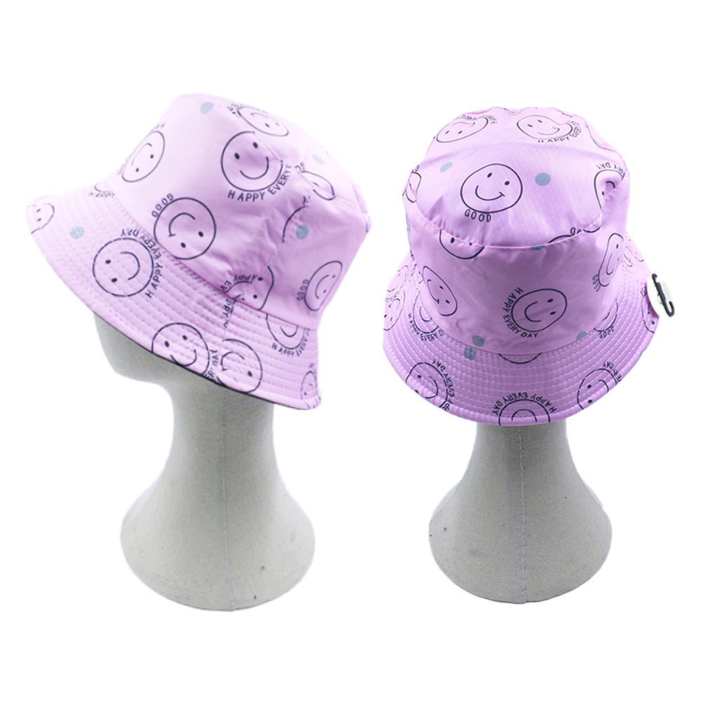 HATEGORY Reversible Happy Every Day Good Message Smile Patterned Bucket Hat