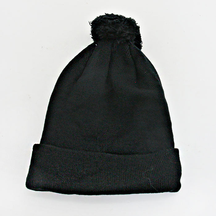 HATEGORY Fold Over Knit Pom Pom Beanie Hat