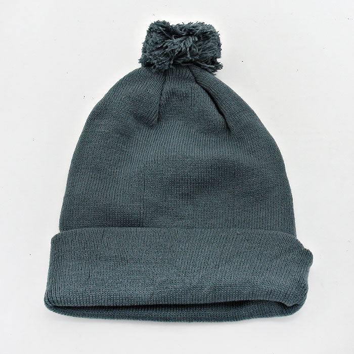 HATEGORY Fold Over Knit Pom Pom Beanie Hat