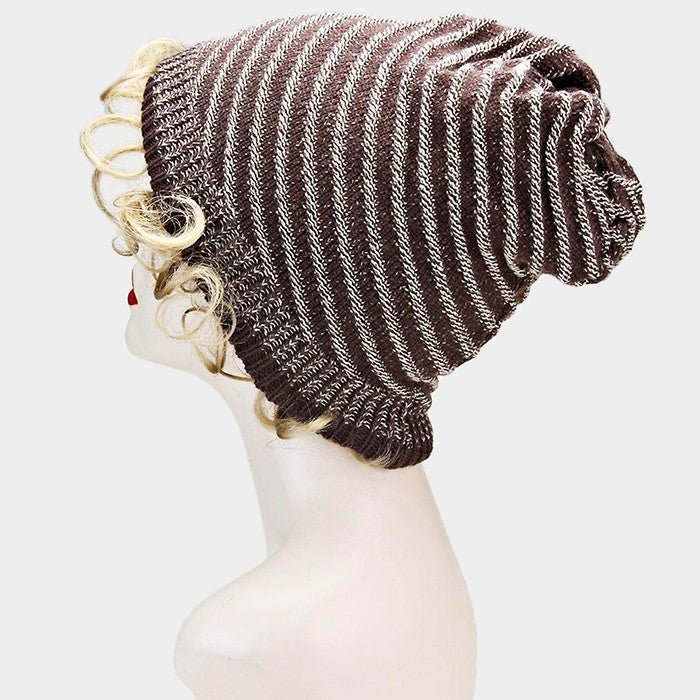 HATEGORY Circular Striped Polyester Beanie