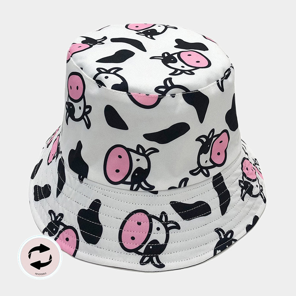 HATEGORY Reversible Cow Patterned Bucket Hat