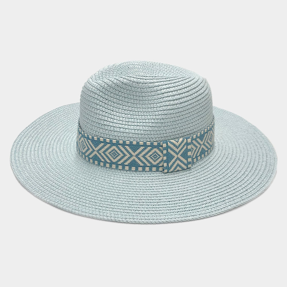 HATEGORY Aztec Band Straw Panama Sun Hat