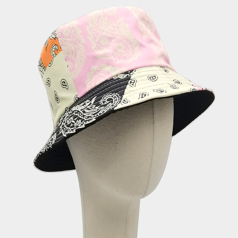 HATEGORY Colorful Paisley Printed Reversible Bucket Hat