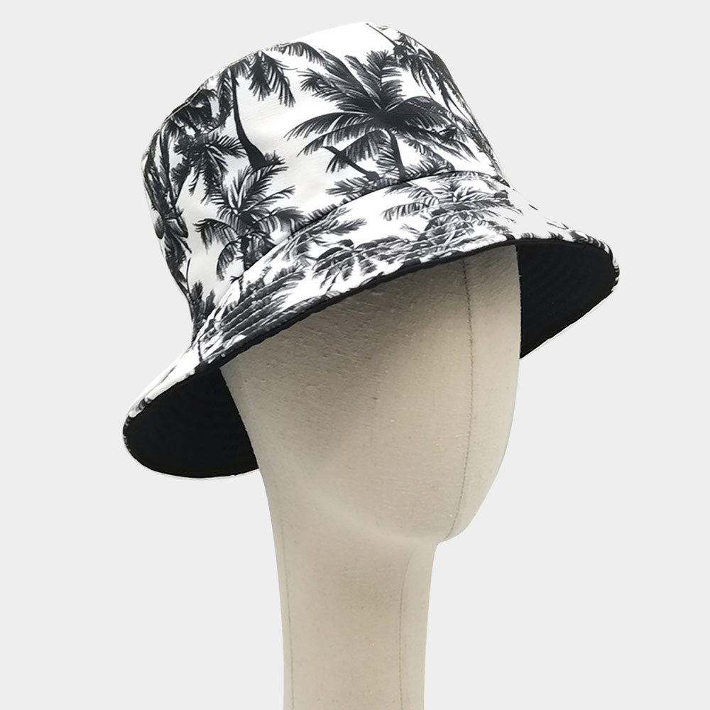 HATEGORY Palm Tree Printed Reversible Bucket Hat