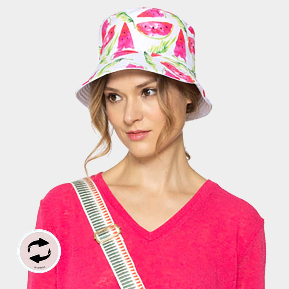 HATEGORY Watermelon Patterned Reversible Bucket Hat