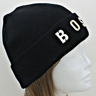 HATEGORY Gold Plated Boss Acrylic Beanie