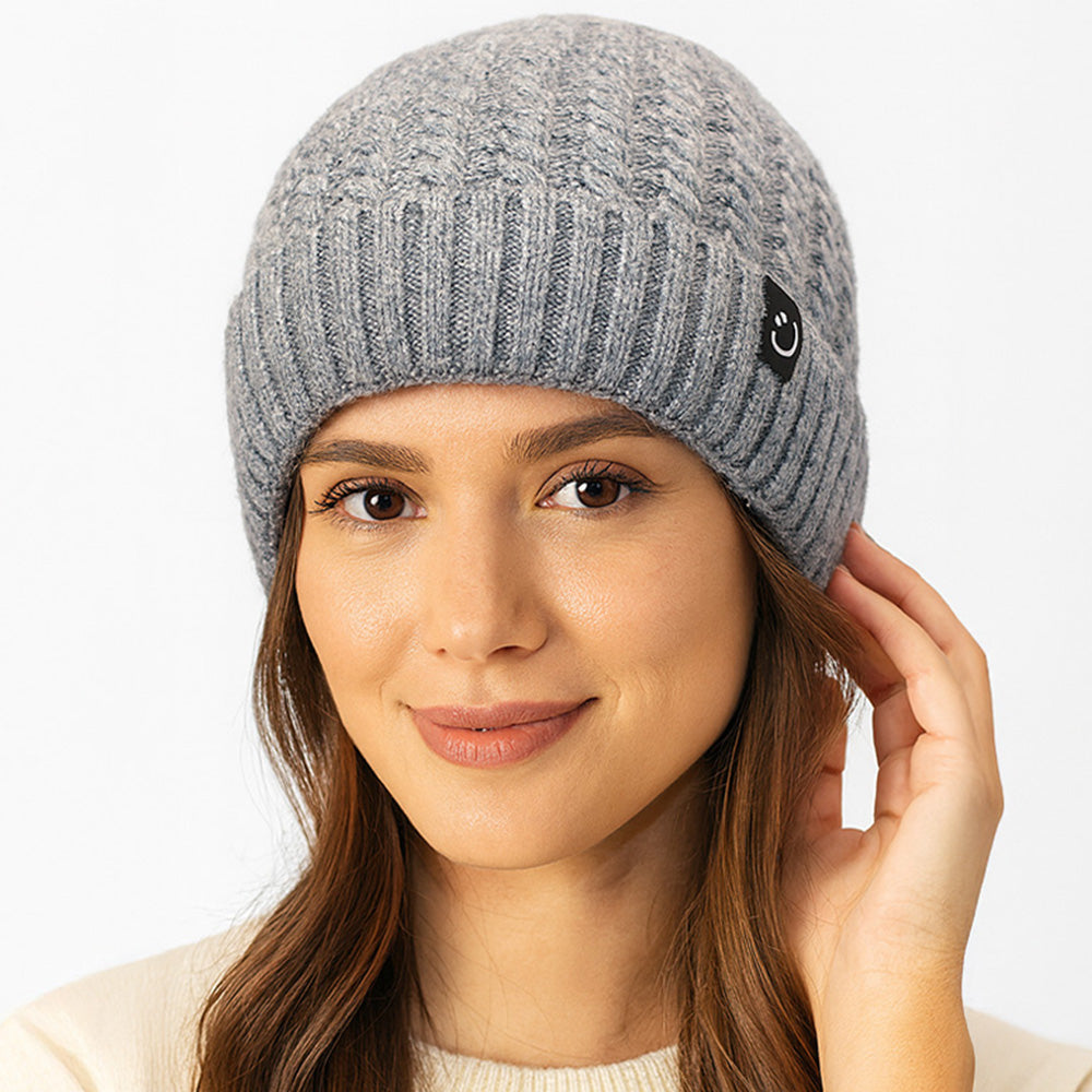 HATEGORY Fleece-Lined Ribbed Knit Winter Beanie Hat