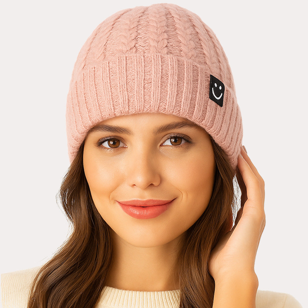HATEGORY Fleece-Lined Ribbed Knit Winter Beanie Hat