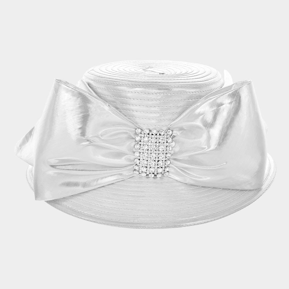 HATEGORY Braid Bow Stone Accented Hat