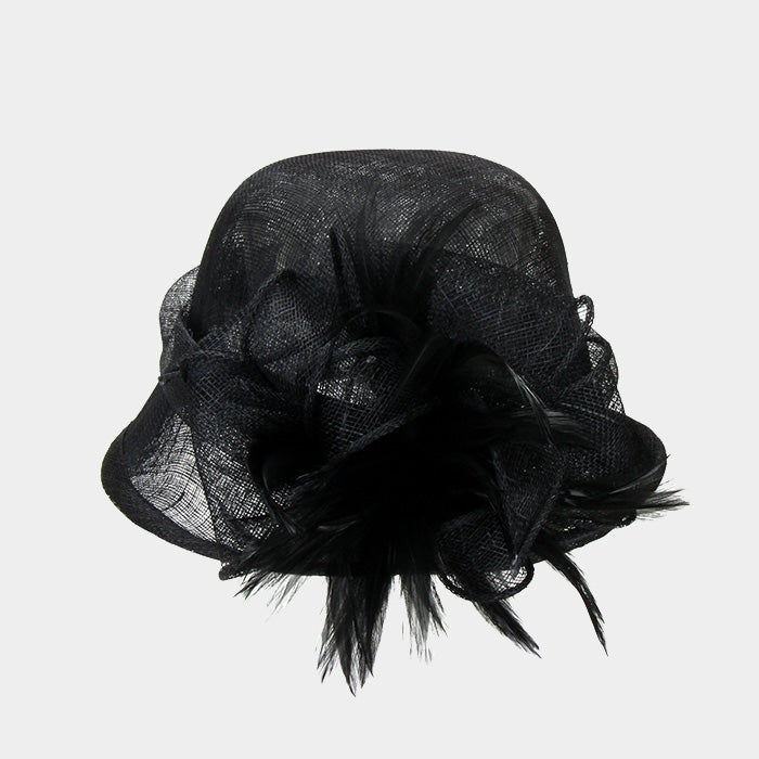 HATEGORY Small Brim Loop Sinamay Tea Hat With Adjustable Band
