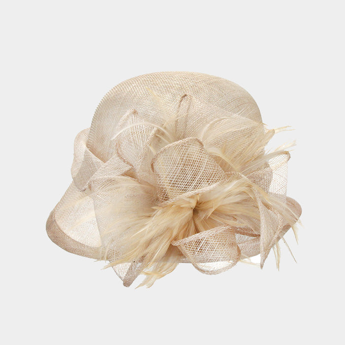 HATEGORY Small Brim Loop Sinamay Tea Hat With Adjustable Band