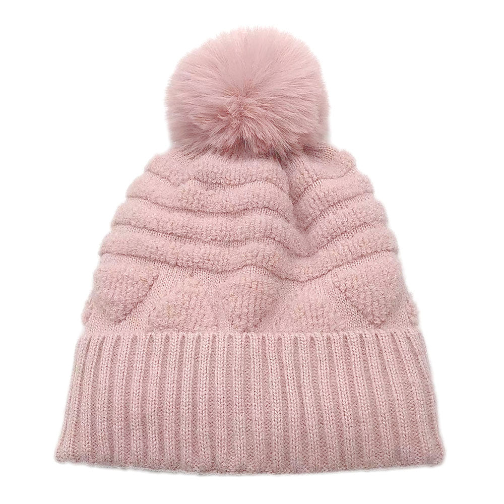 HATEGORY Pom Pom Furry Beanie Hat