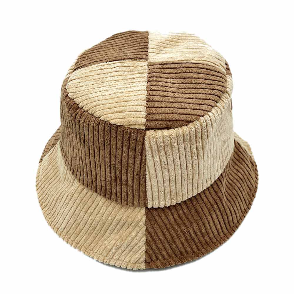 HATEGORY Color Block Corduroy Bucket Hat