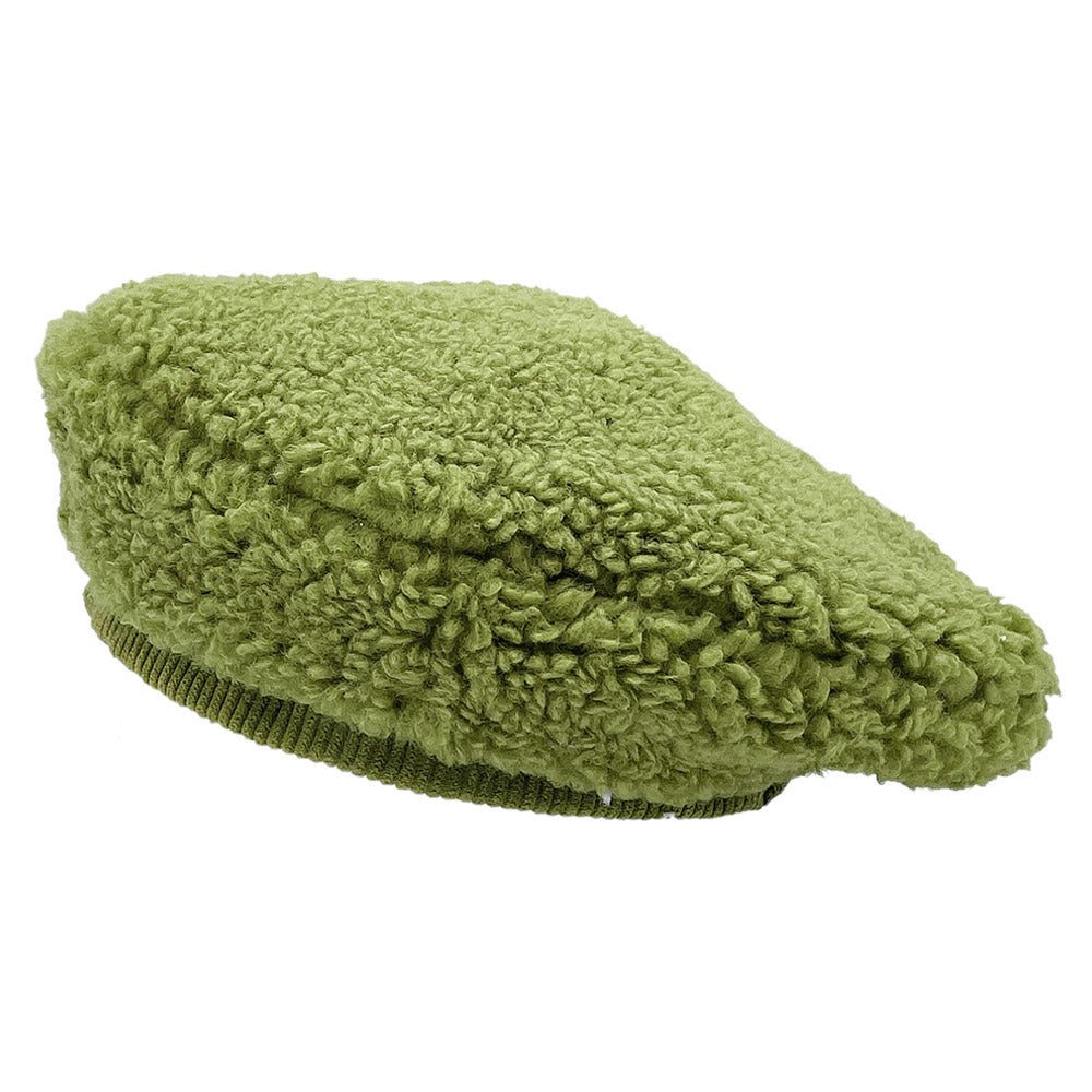 HATEGORY Solid Sherpa Beret Hat