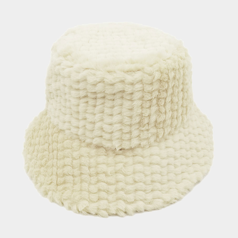 HATEGORY Fuzzy Faux Fur Bucket Hat