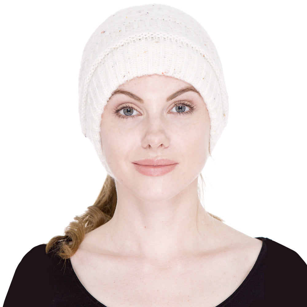 HATEGORY Knit Ponytail Beanie Hat