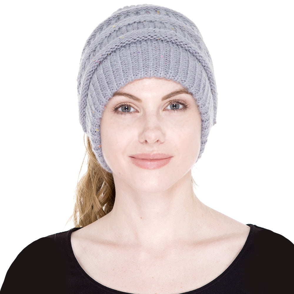 HATEGORY Knit Ponytail Beanie Hat
