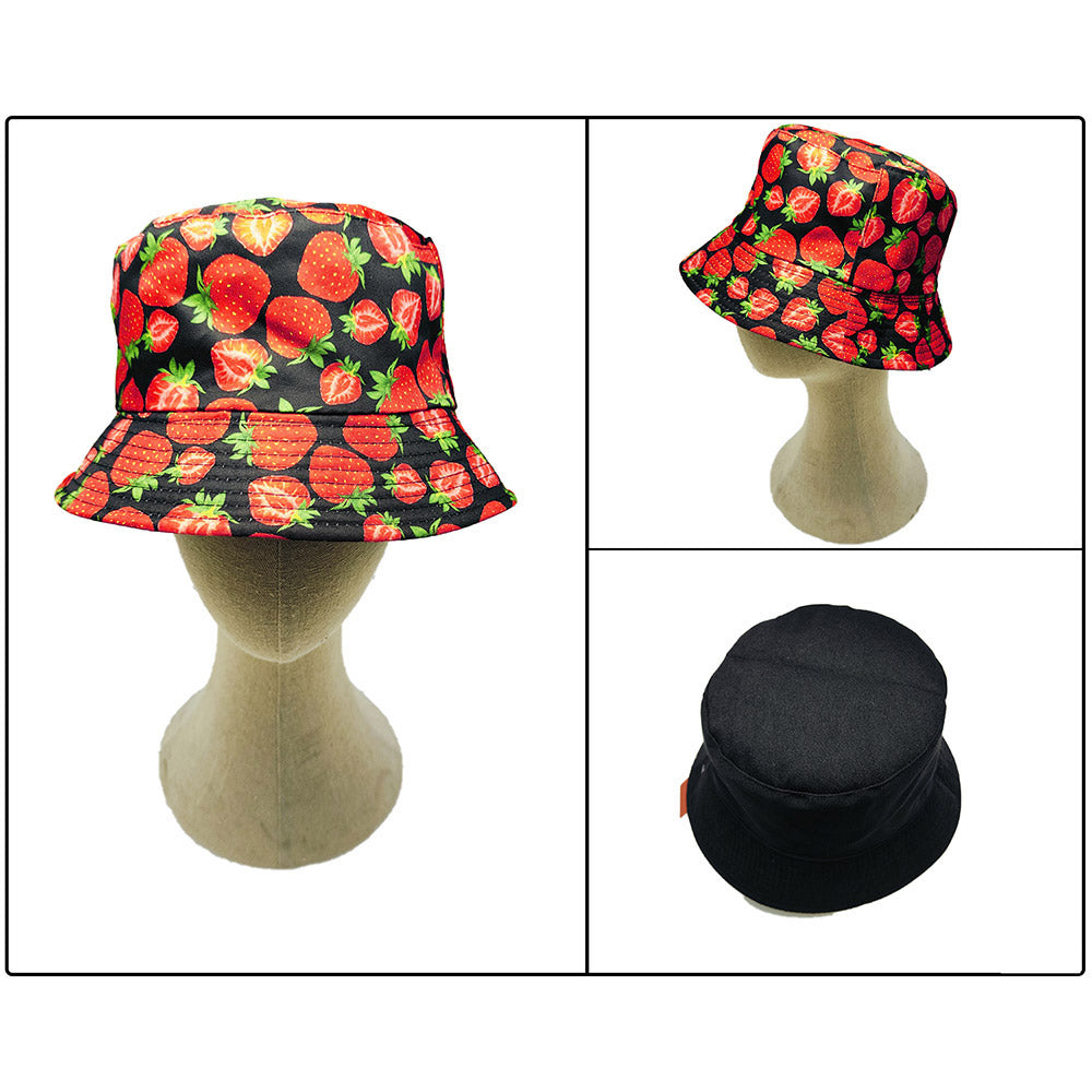 HATEGORY Reversible Strawberry Print Bucket Hat