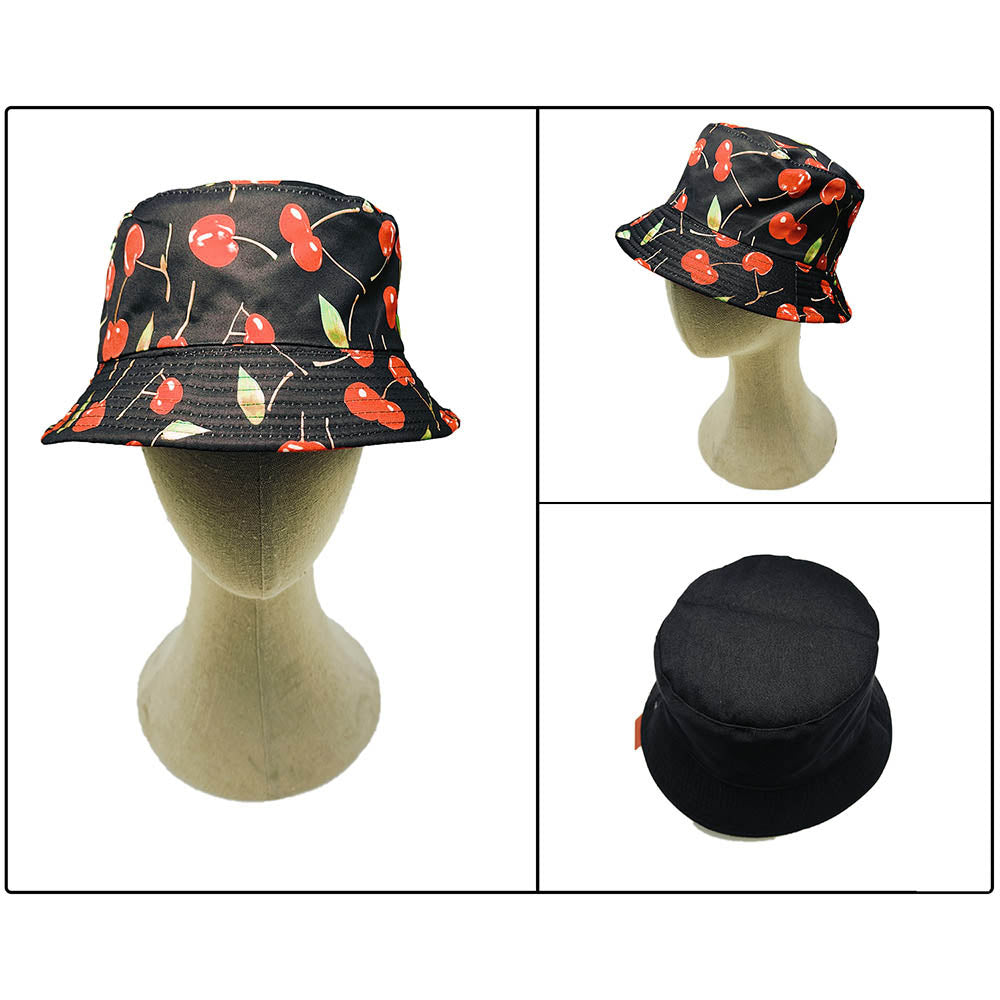 HATEGORY Reversible Cherry Print Bucket Hat
