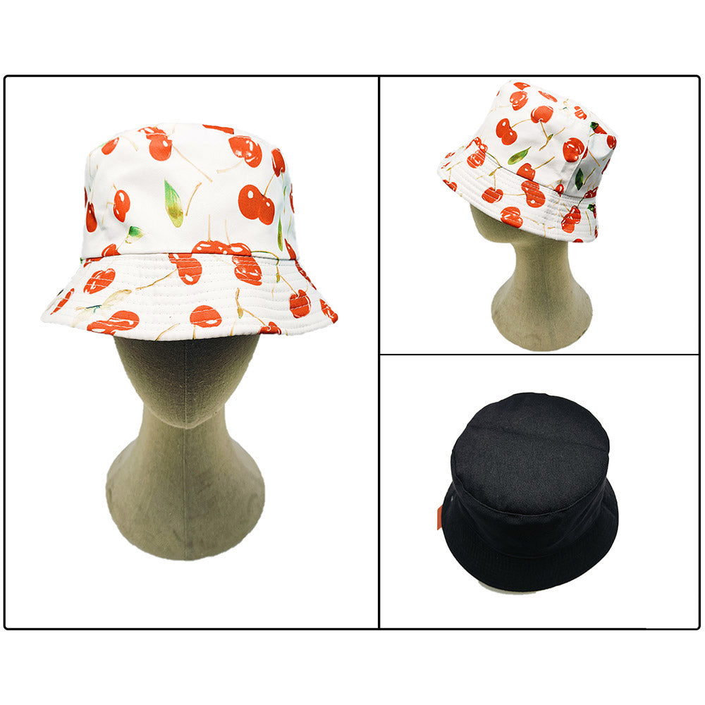 HATEGORY Reversible Cherry Print Bucket Hat