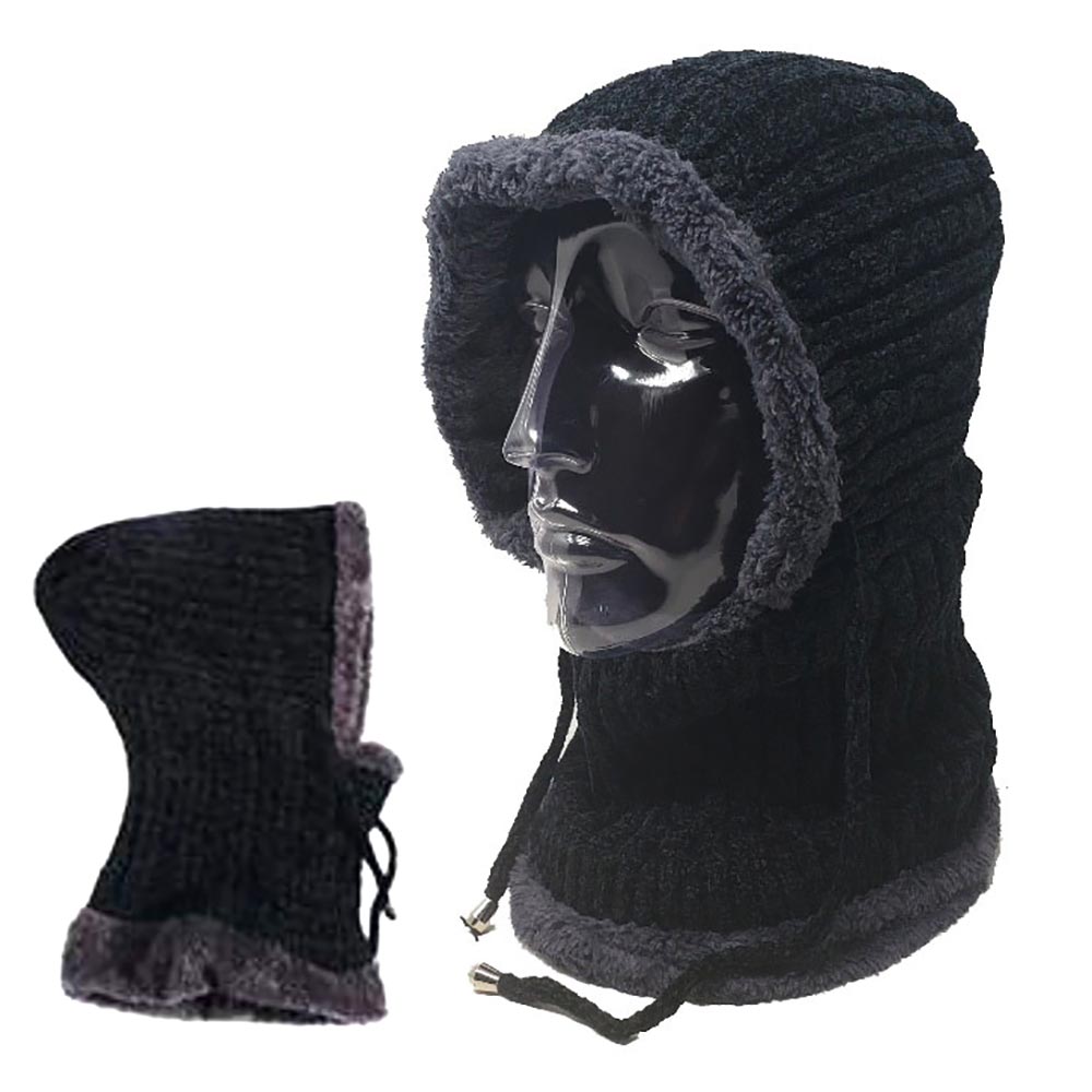 HATEGORY Faux Fur Trimmed Hoodie Hat