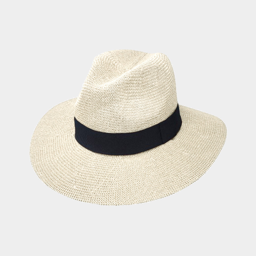 HATEGORY Black Band Solid Straw Panama Sun Hat