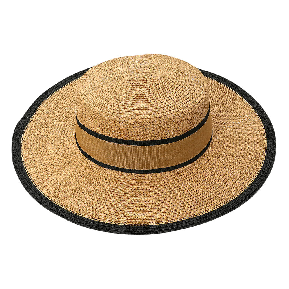 HATEGORY Woven Wide Brim Boater Straw Hat