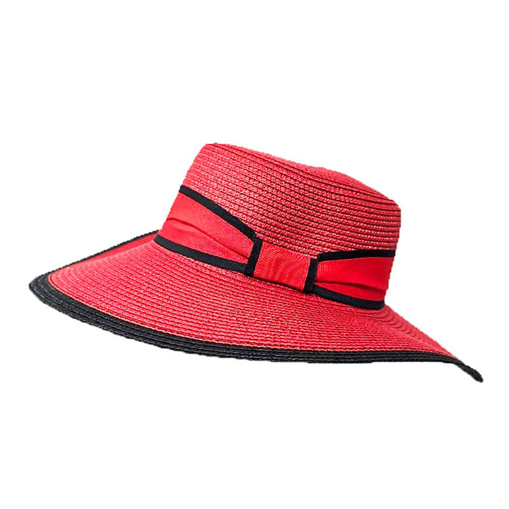 HATEGORY Woven Wide Brim Boater Straw Hat