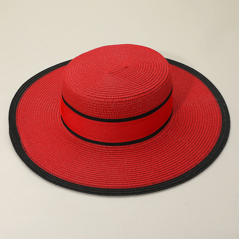 HATEGORY Woven Wide Brim Boater Straw Hat