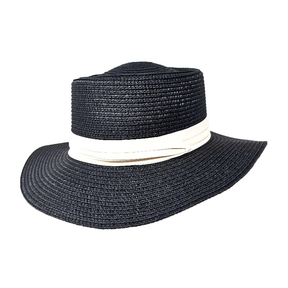 HATEGORY Ribbon Band Woven Panama Straw Hat