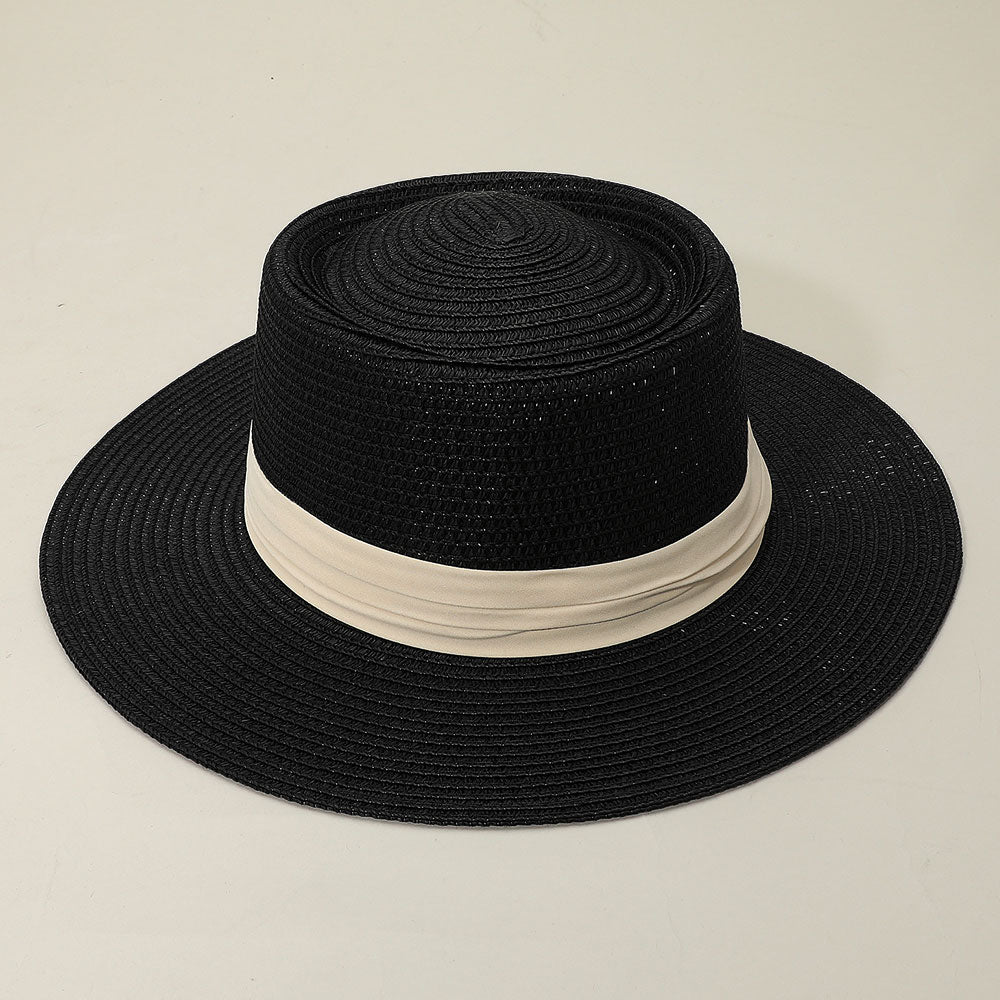 HATEGORY Ribbon Band Woven Panama Straw Hat
