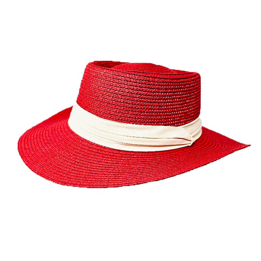 HATEGORY Ribbon Band Woven Panama Straw Hat