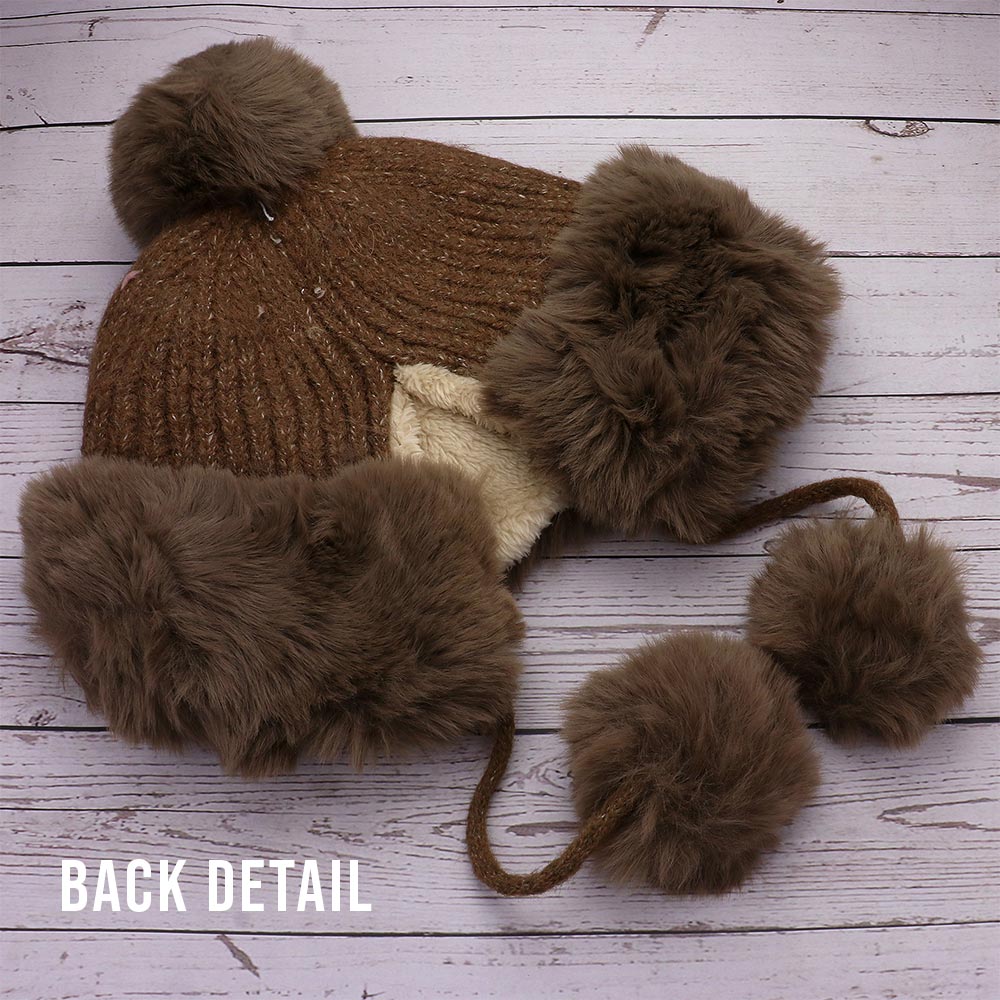HATEGORY Faux Fur Earmuff Pom Pom Winter Hat