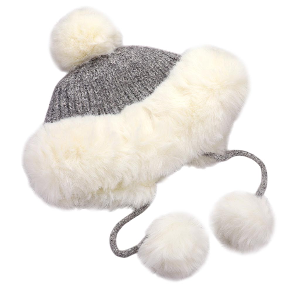 HATEGORY Faux Fur Earmuff Pom Pom Winter Hat