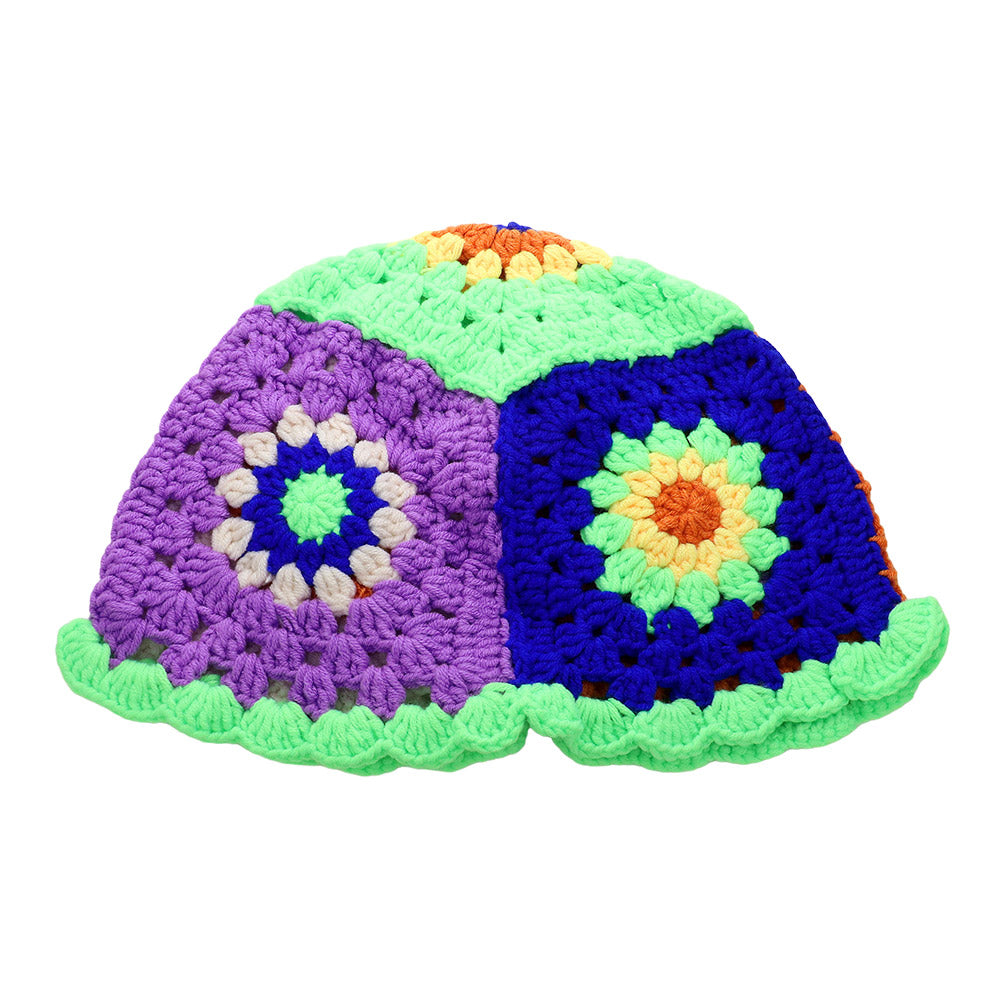 HATEGORY Flower Granny Square Pattern Handmade Crochet Knit Bucket Hat